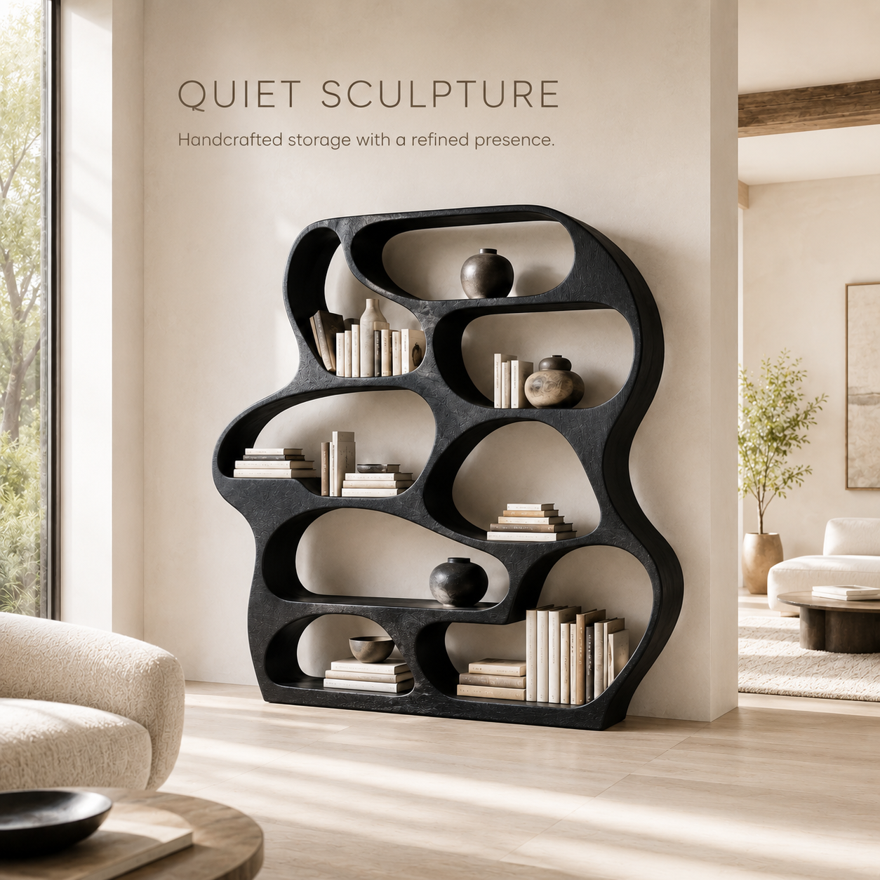 Alden Curved Wood Bookshelf - product image 02