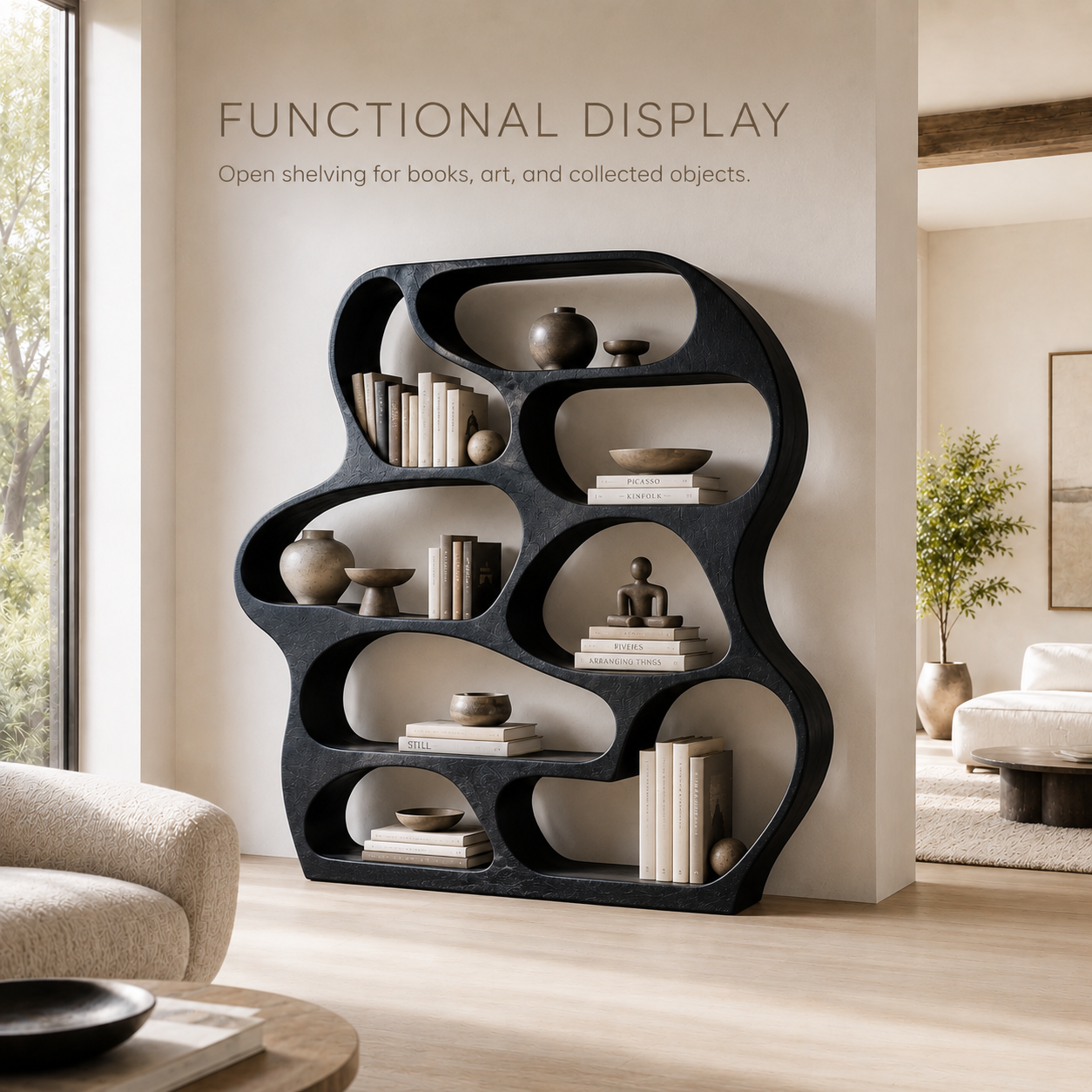 Alden Curved Wood Bookshelf - product image 07