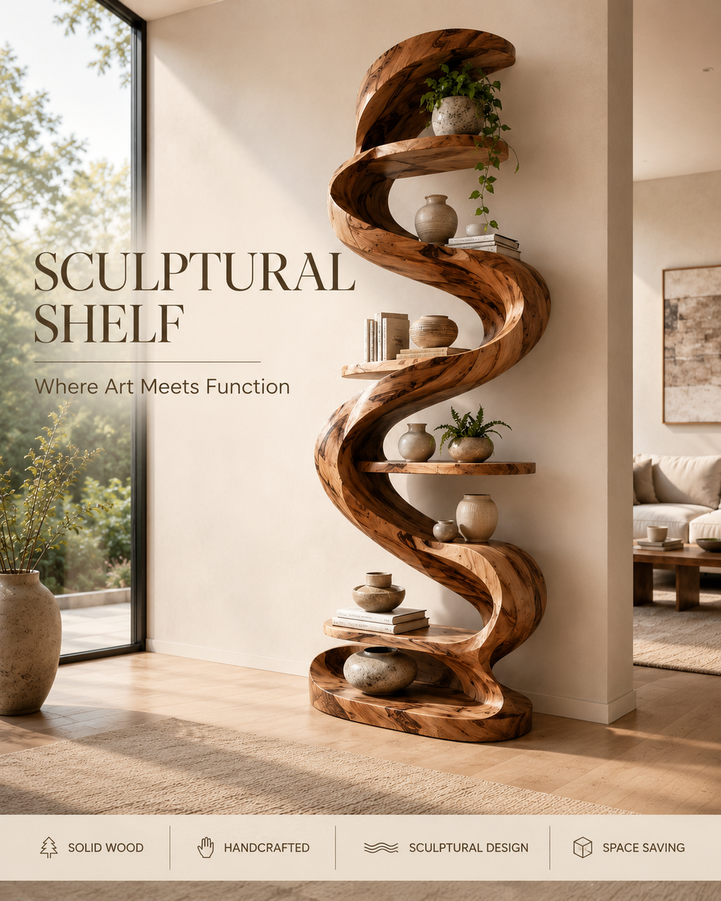 Mira Flow Wood Bookshelf - product image 02