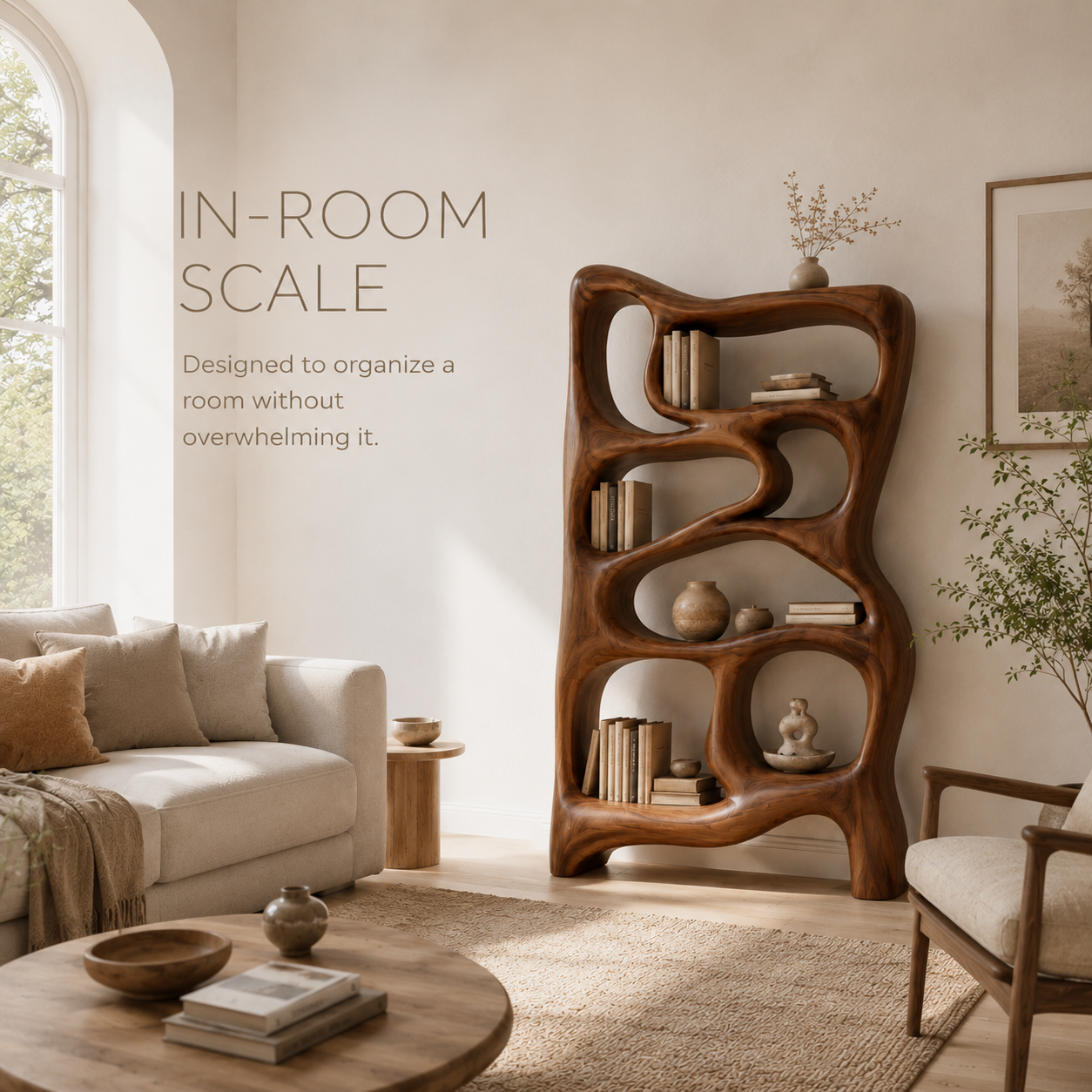 Alden Curved Wood Bookshelf - product image 04