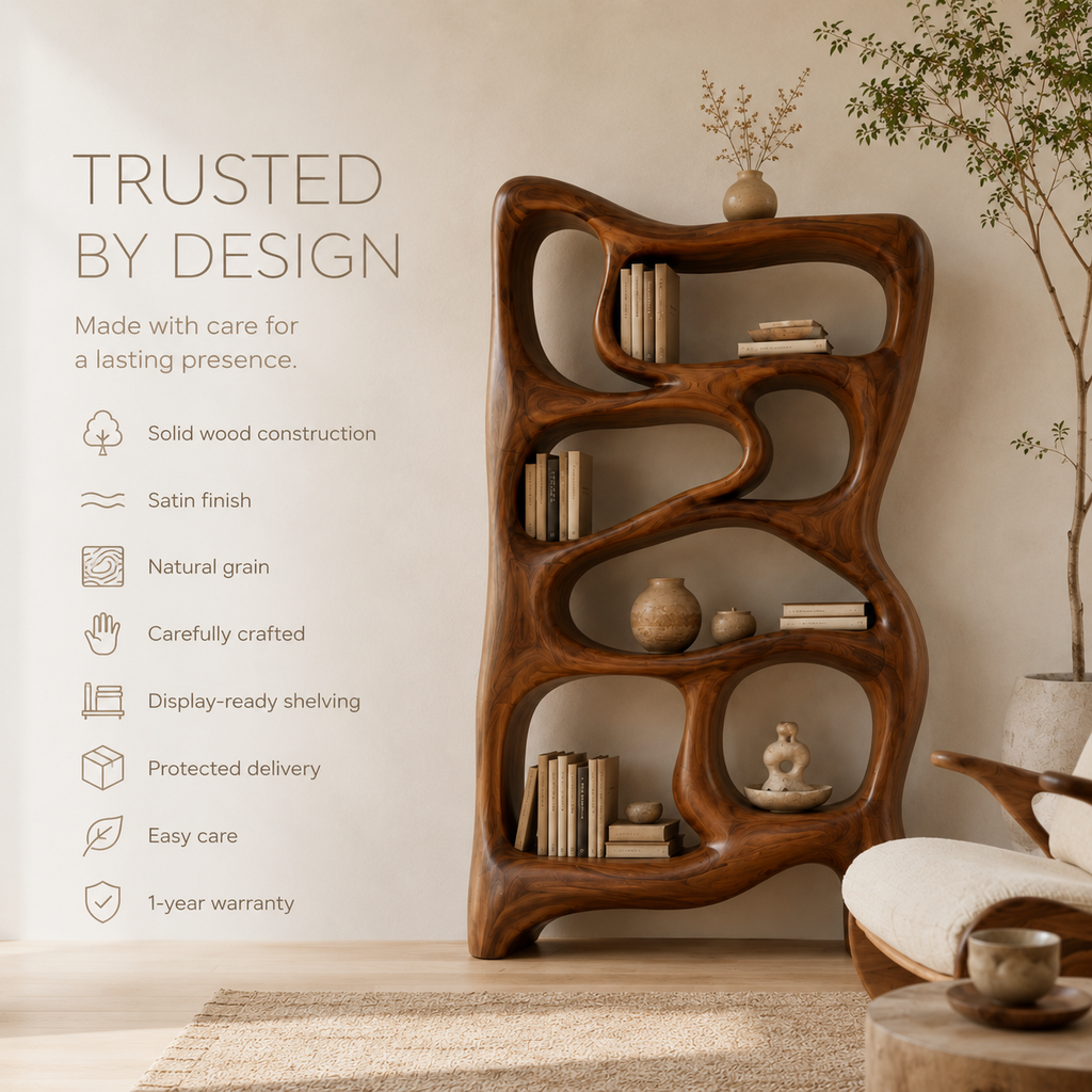 Alden Curved Wood Bookshelf - product image 09