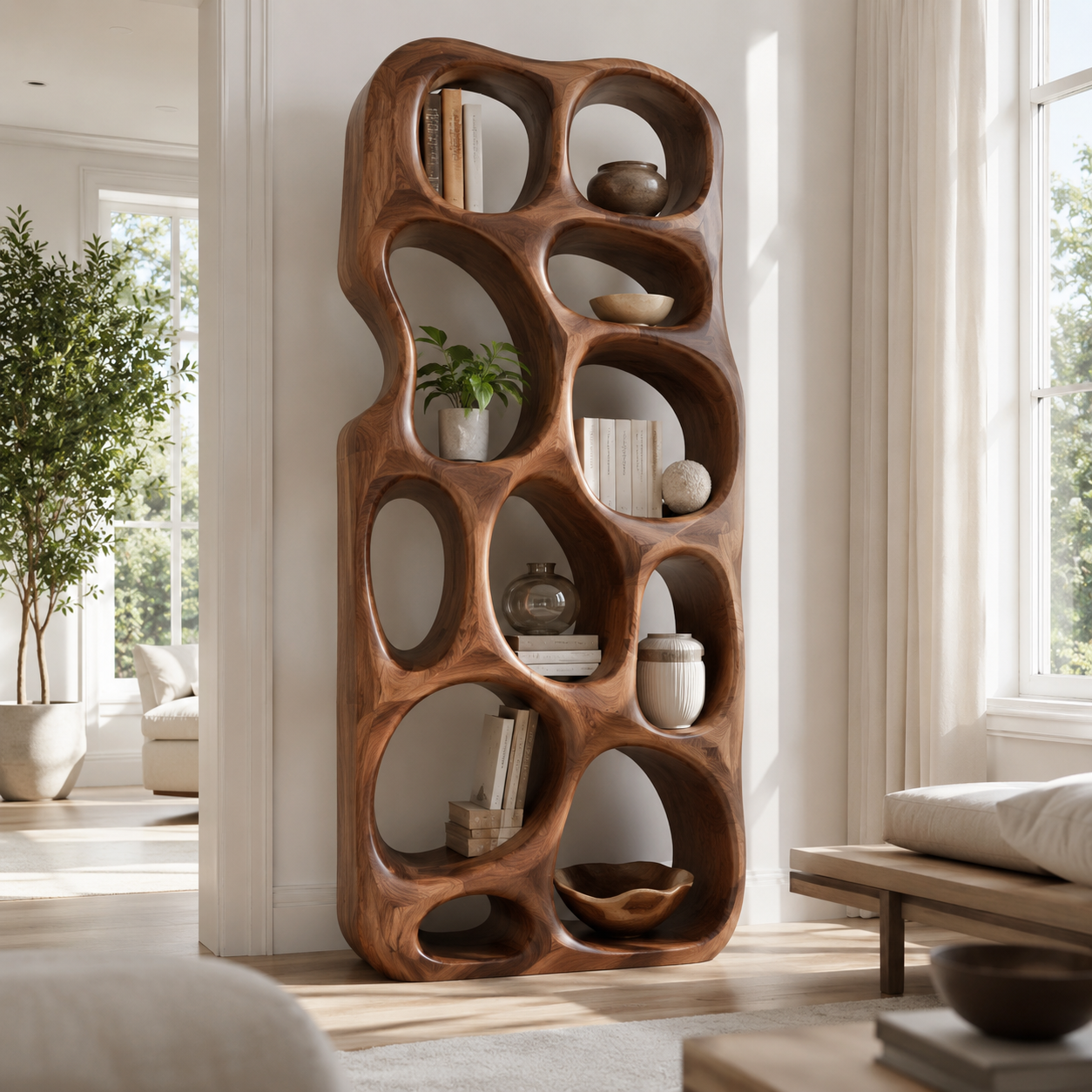 Celine Warm Modern Bookshelf - main view