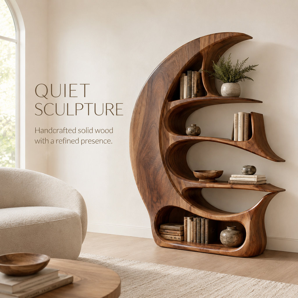 Alden Curved Wood Bookshelf - product image 02