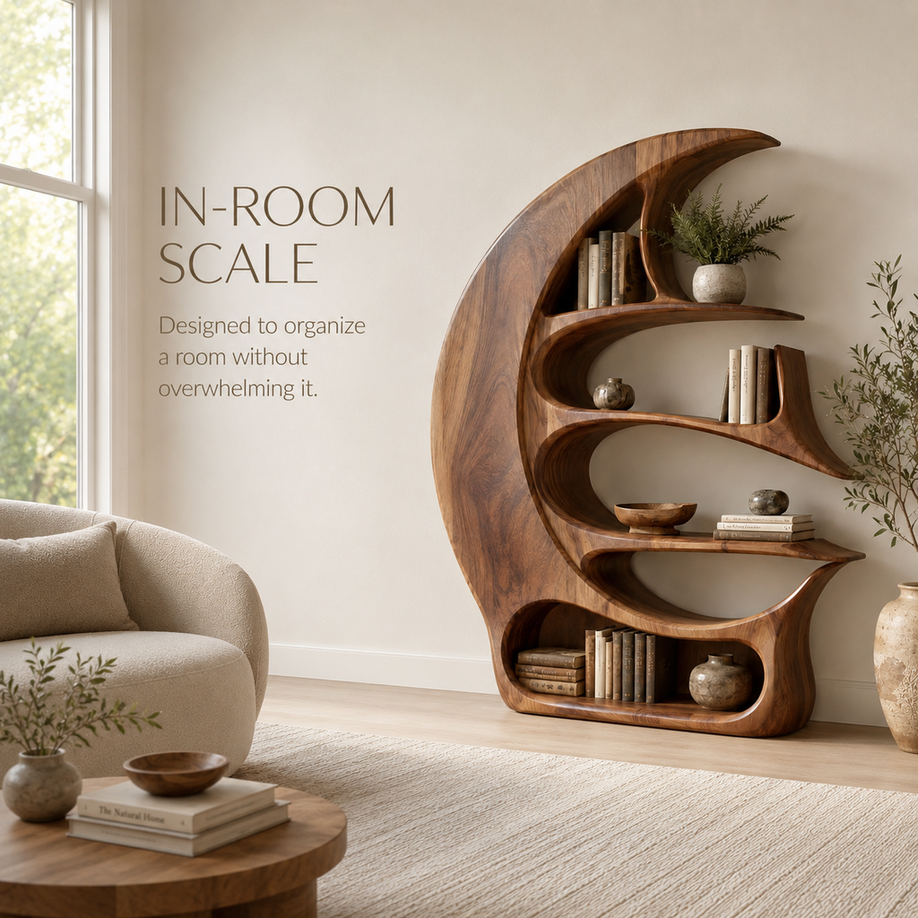 Alden Curved Wood Bookshelf - product image 04