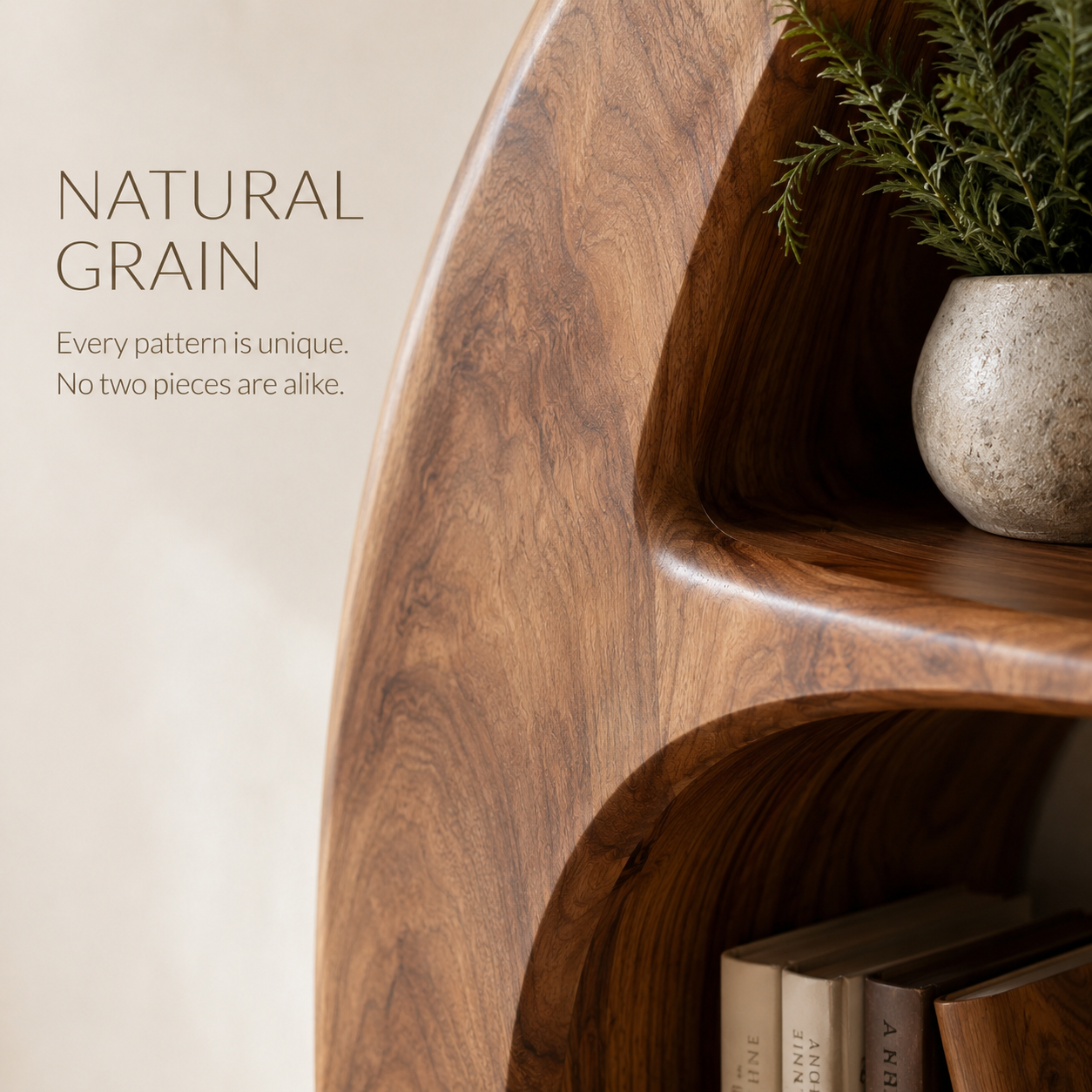 Alden Curved Wood Bookshelf - product image 05