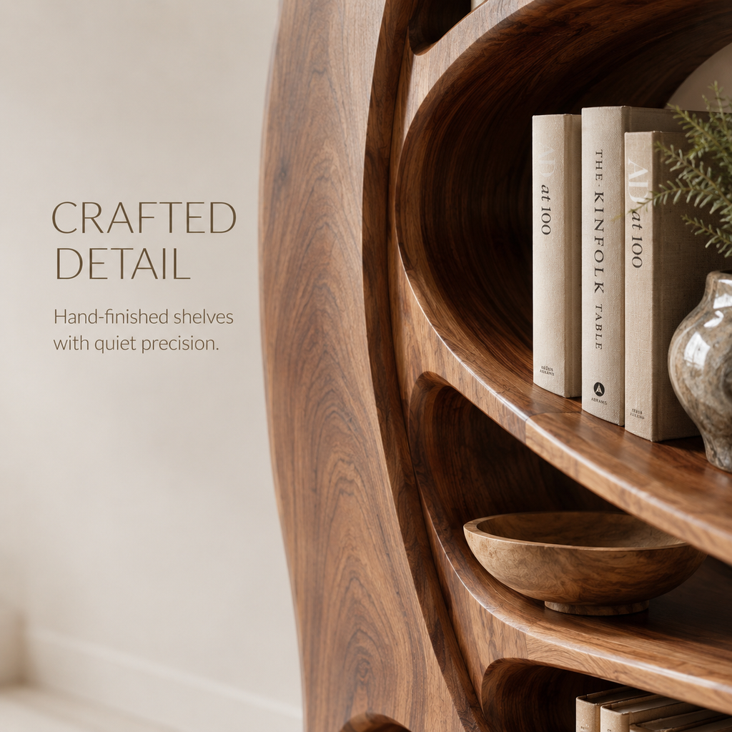 Alden Curved Wood Bookshelf - product image 06