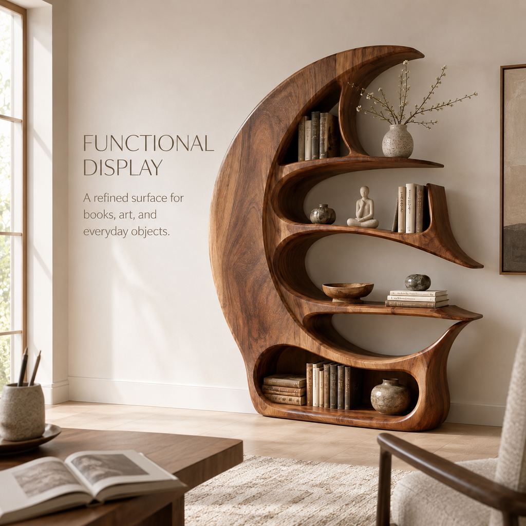 Alden Curved Wood Bookshelf - product image 07