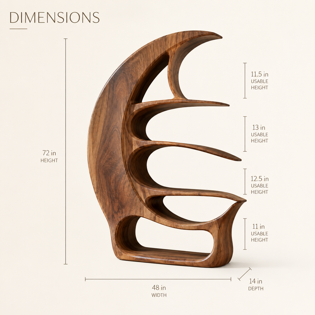 Alden Curved Wood Bookshelf - product image 08