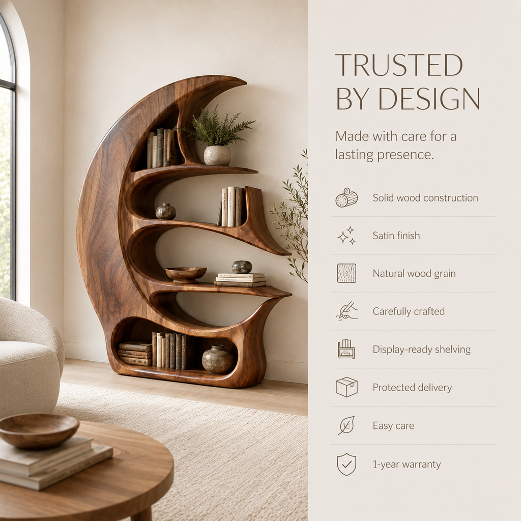 Alden Curved Wood Bookshelf - product image 09