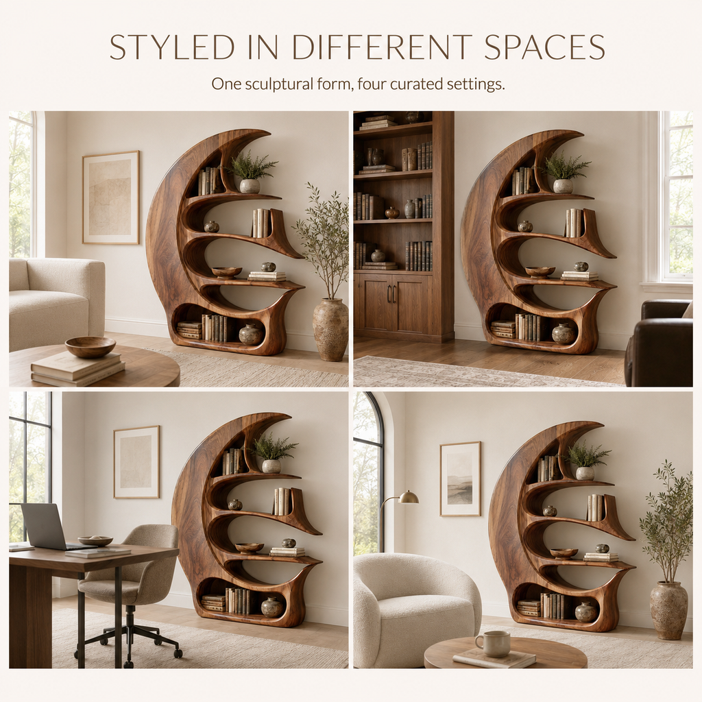 Alden Curved Wood Bookshelf - product image 11