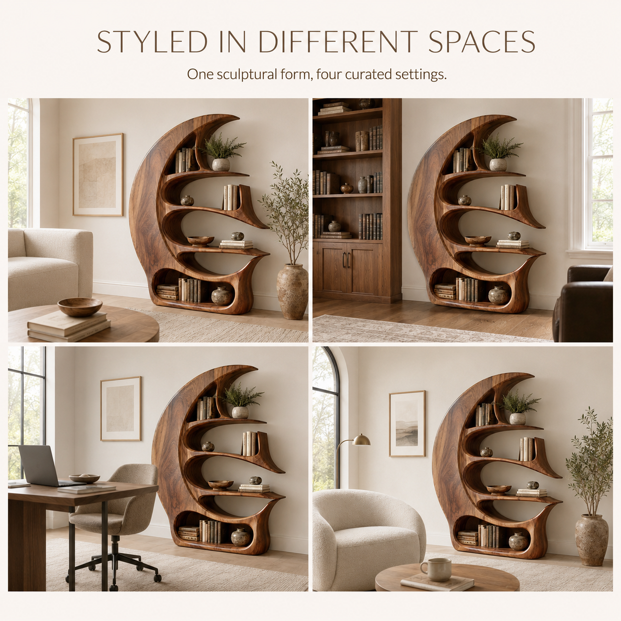 Alden Curved Wood Bookshelf - product image 11