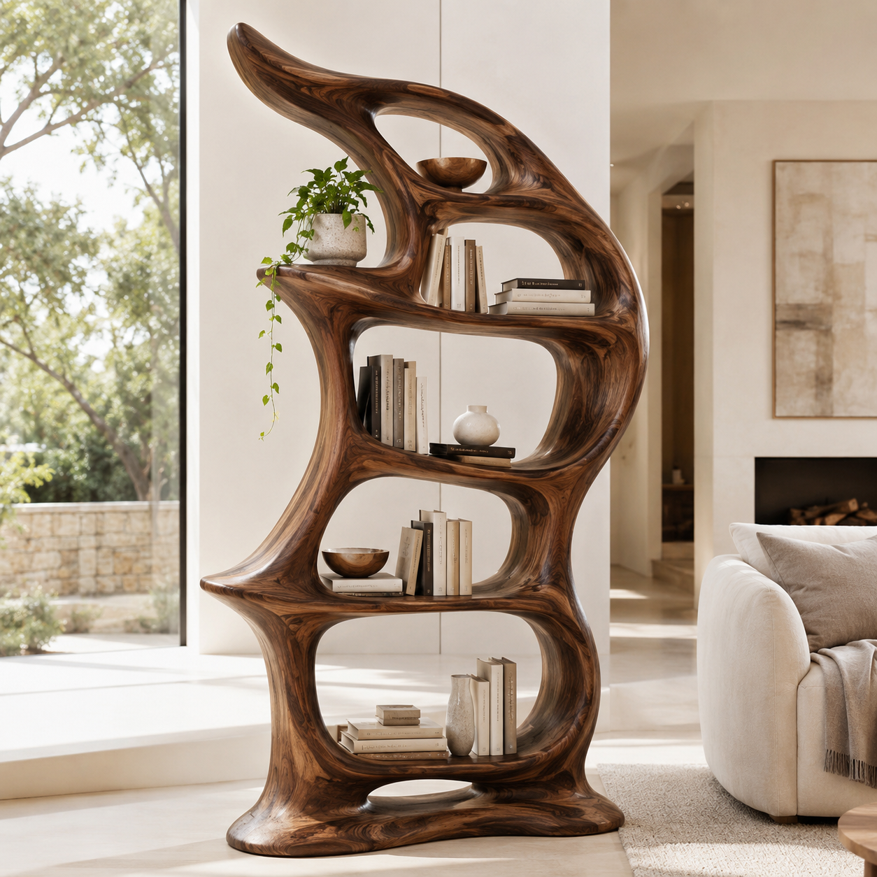 Alden Curved Wood Bookshelf - main view