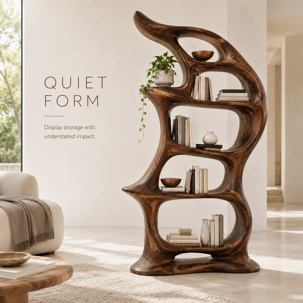 Alden Curved Wood Bookshelf - product image 03