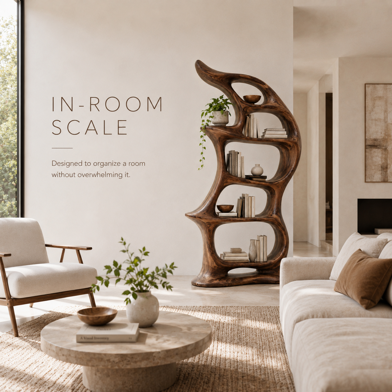 Alden Curved Wood Bookshelf - product image 04