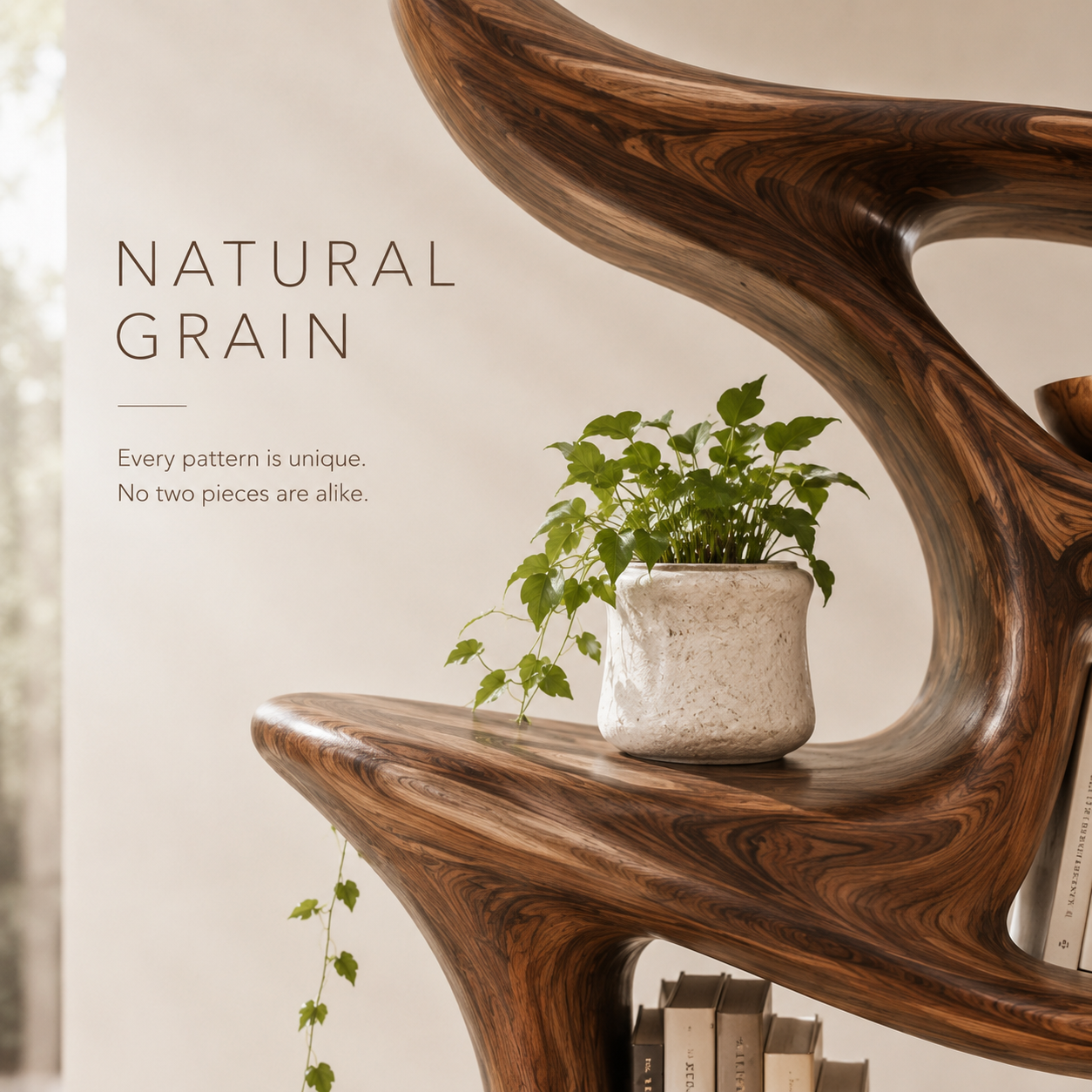Alden Curved Wood Bookshelf - product image 05