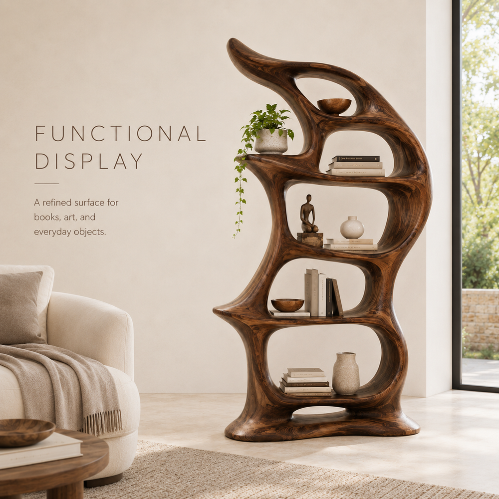 Alden Curved Wood Bookshelf - product image 07