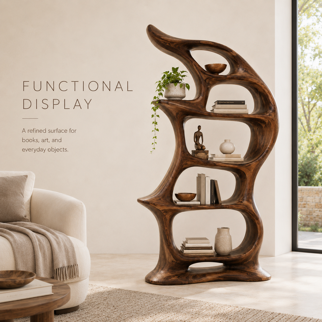 Alden Curved Wood Bookshelf - product image 07