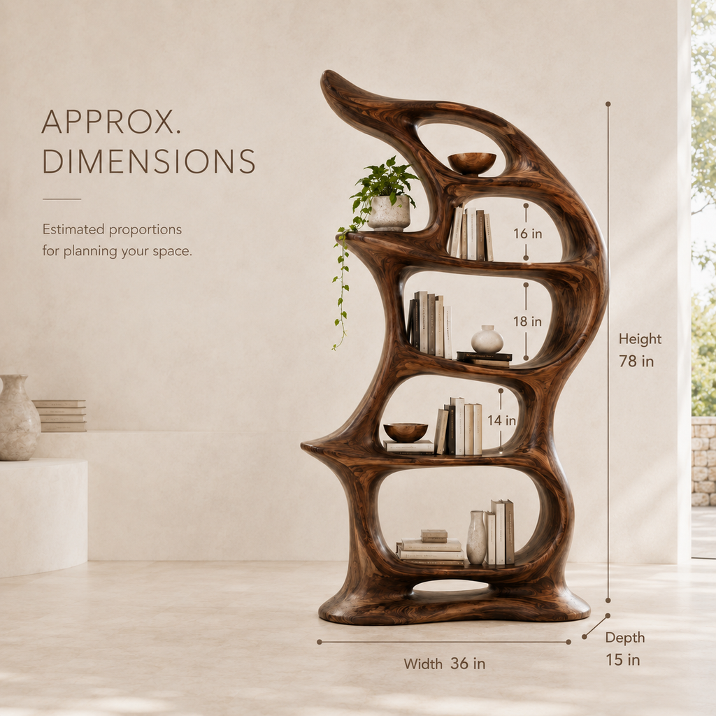Alden Curved Wood Bookshelf - product image 08