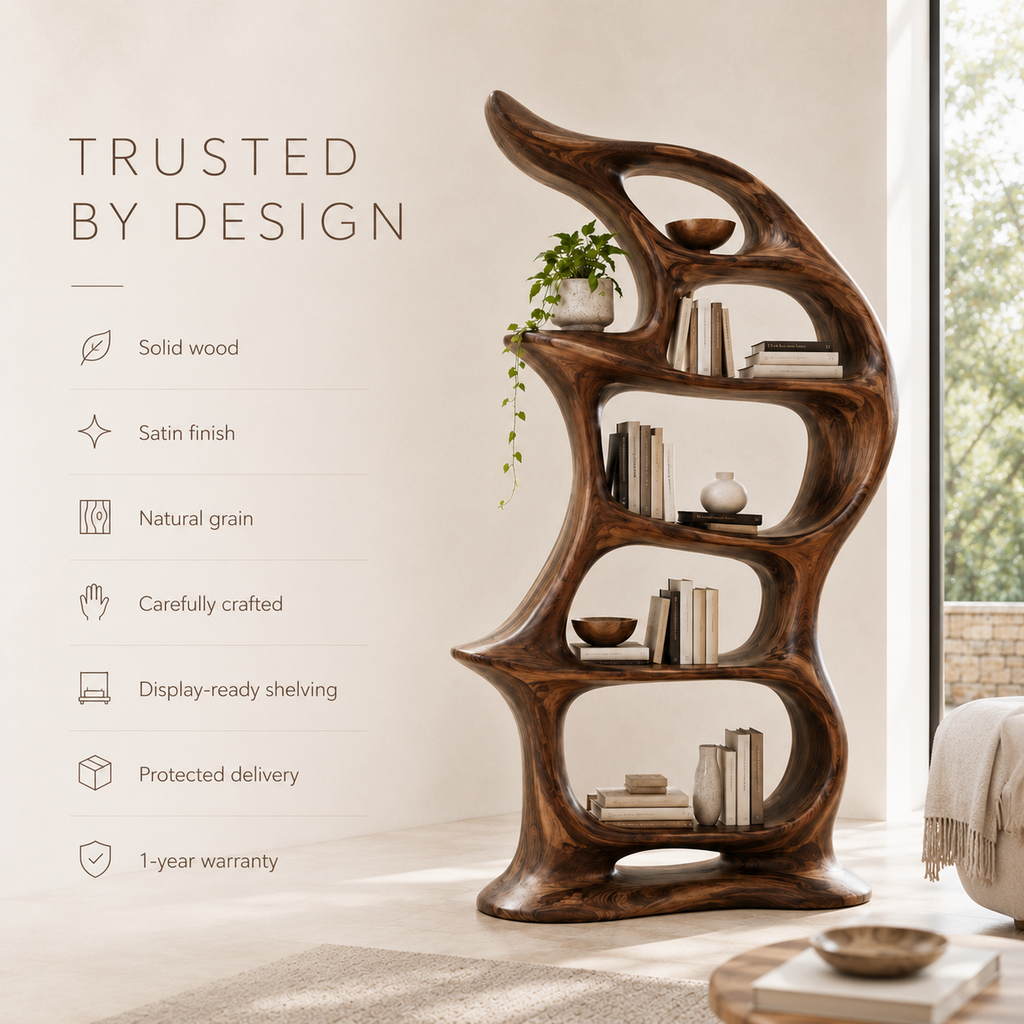 Alden Curved Wood Bookshelf - product image 09