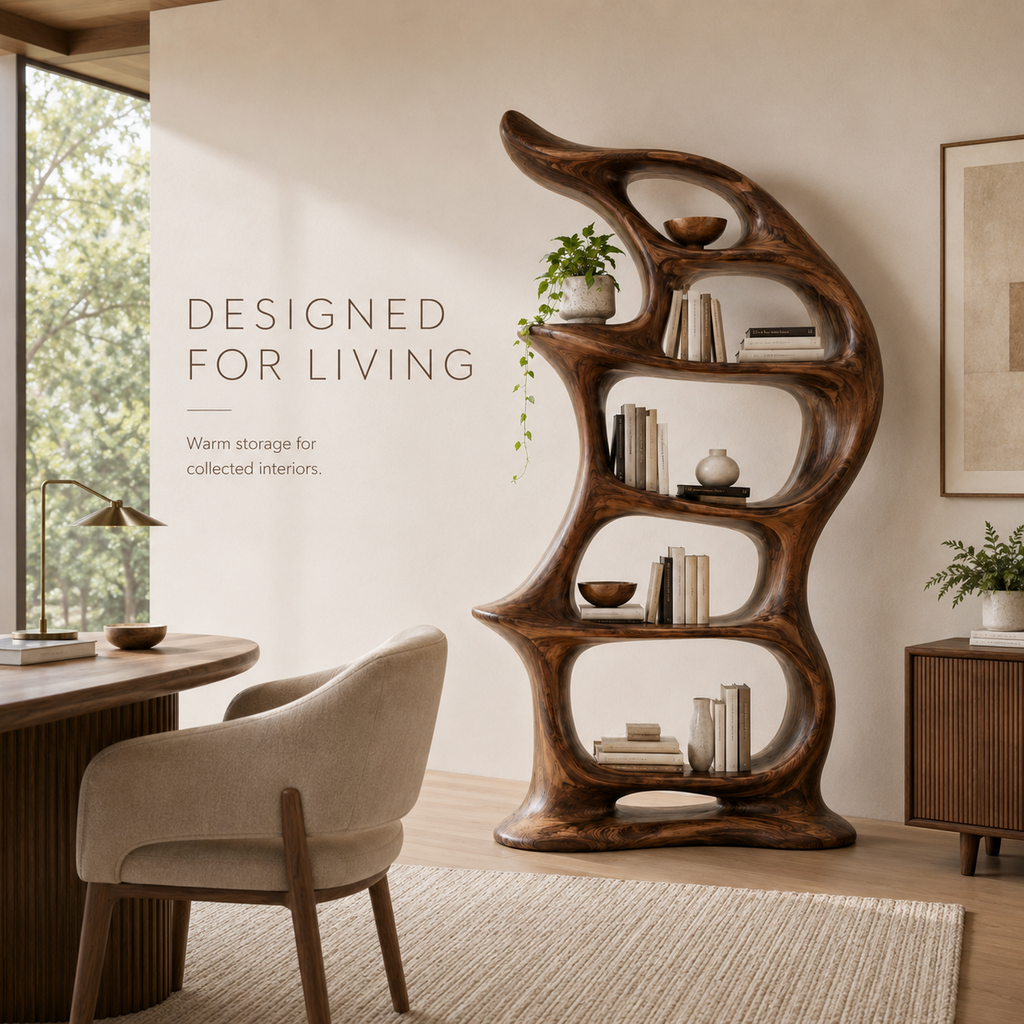 Alden Curved Wood Bookshelf - product image 10