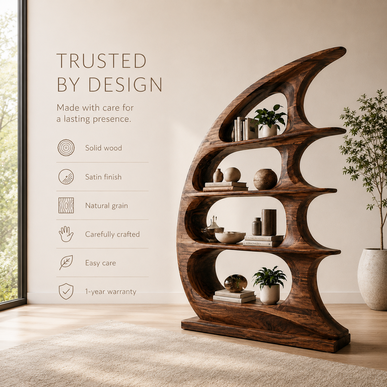 Nolan Arc Wood Bookshelf - product image 09