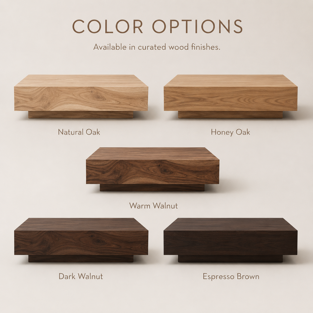 Rhea Sculptural Low Coffee Table - Color Options