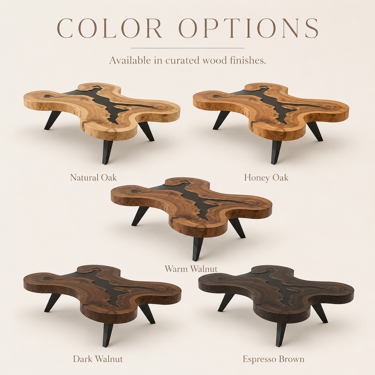 Avalon Hollow Form Coffee Table - Color Options
