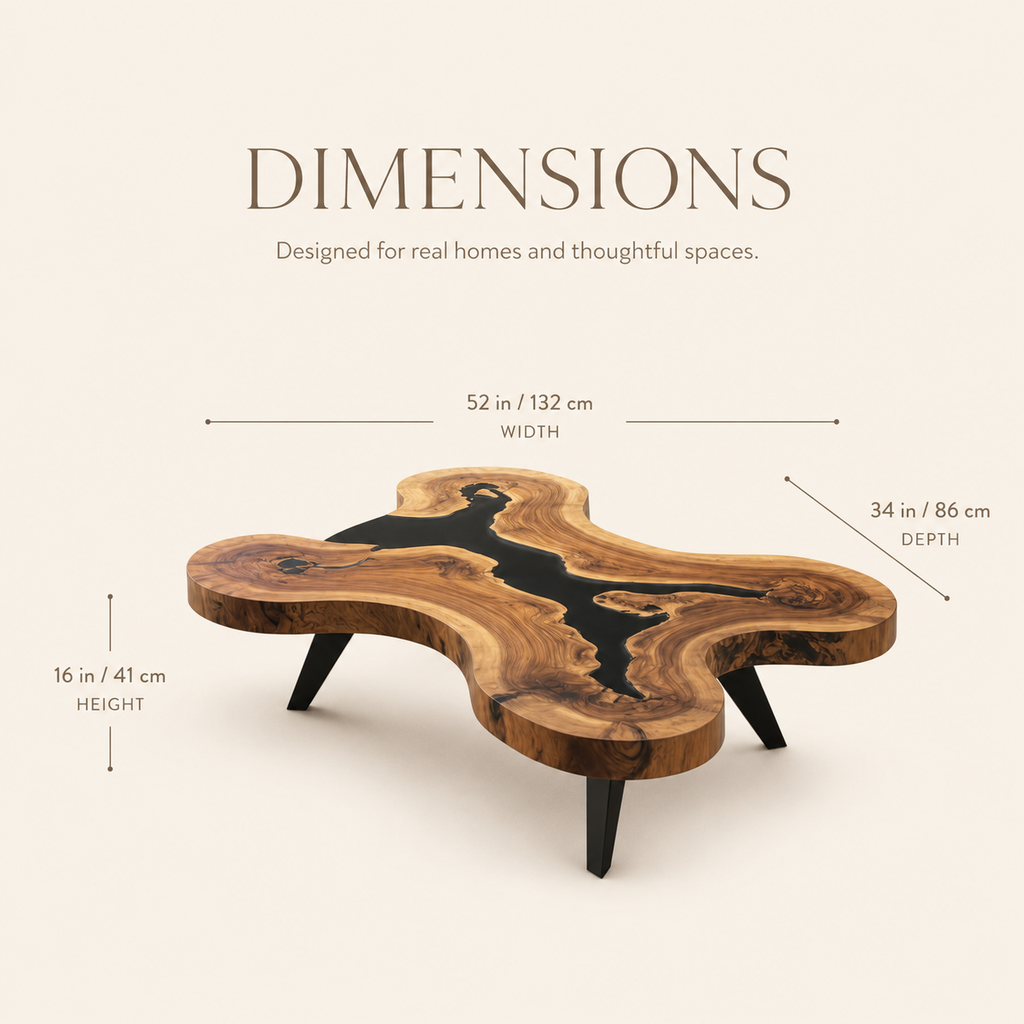 Avalon Hollow Form Coffee Table - Dimensions