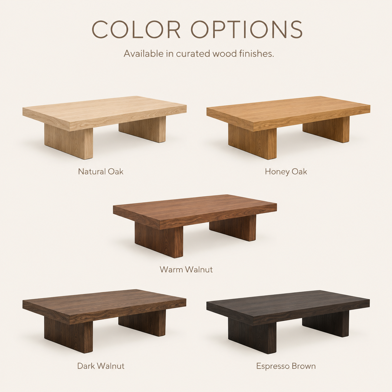 Koa Organic Modern Coffee Table - Color Options