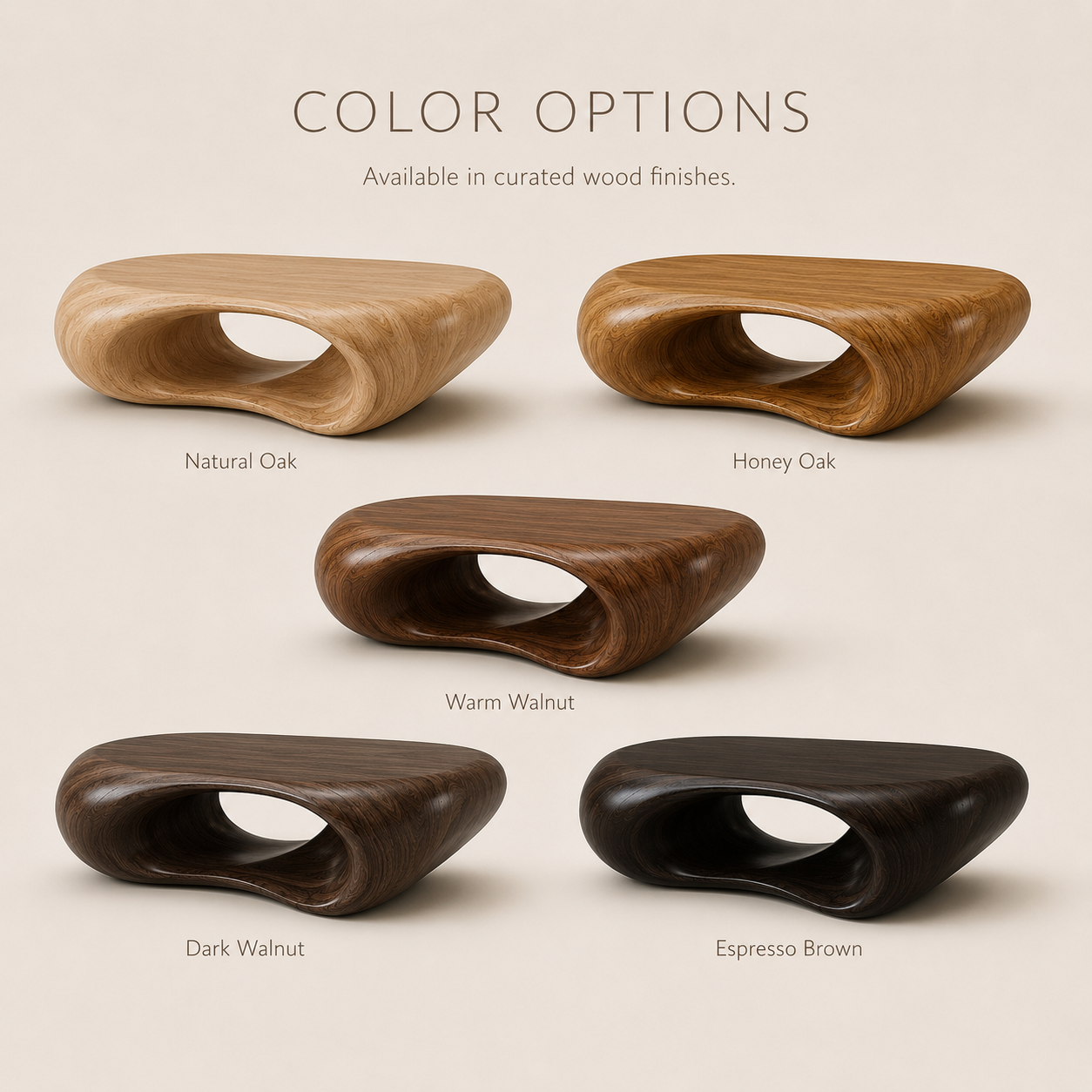 Tavian Smooth Wood Coffee Table - Color Options