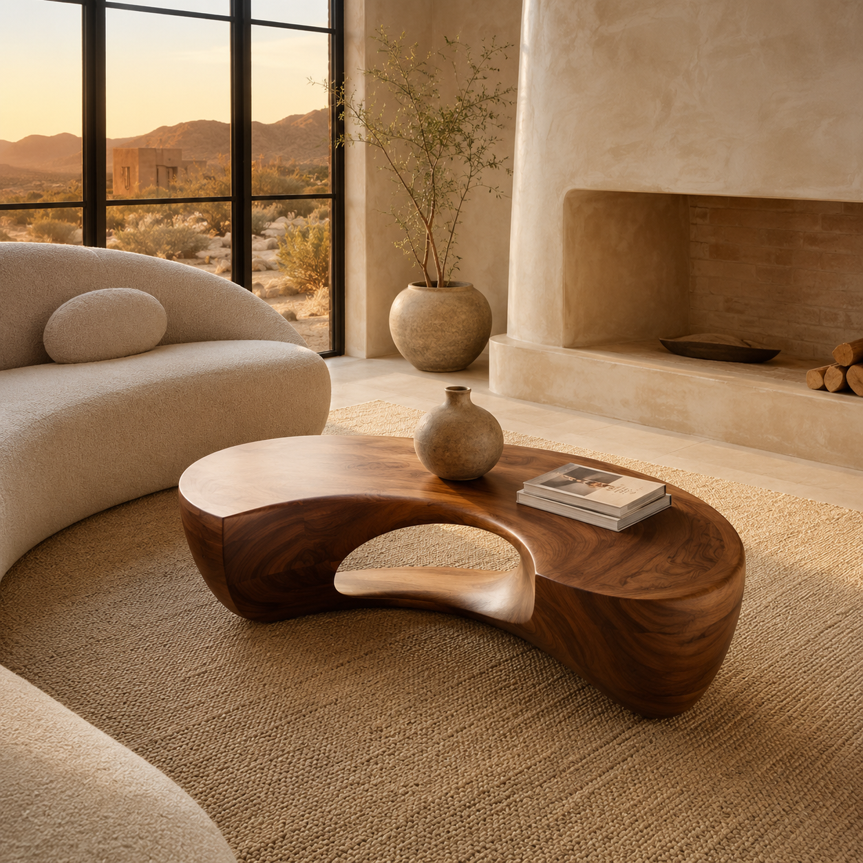 Caldera Rounded Wood Coffee Table - main view