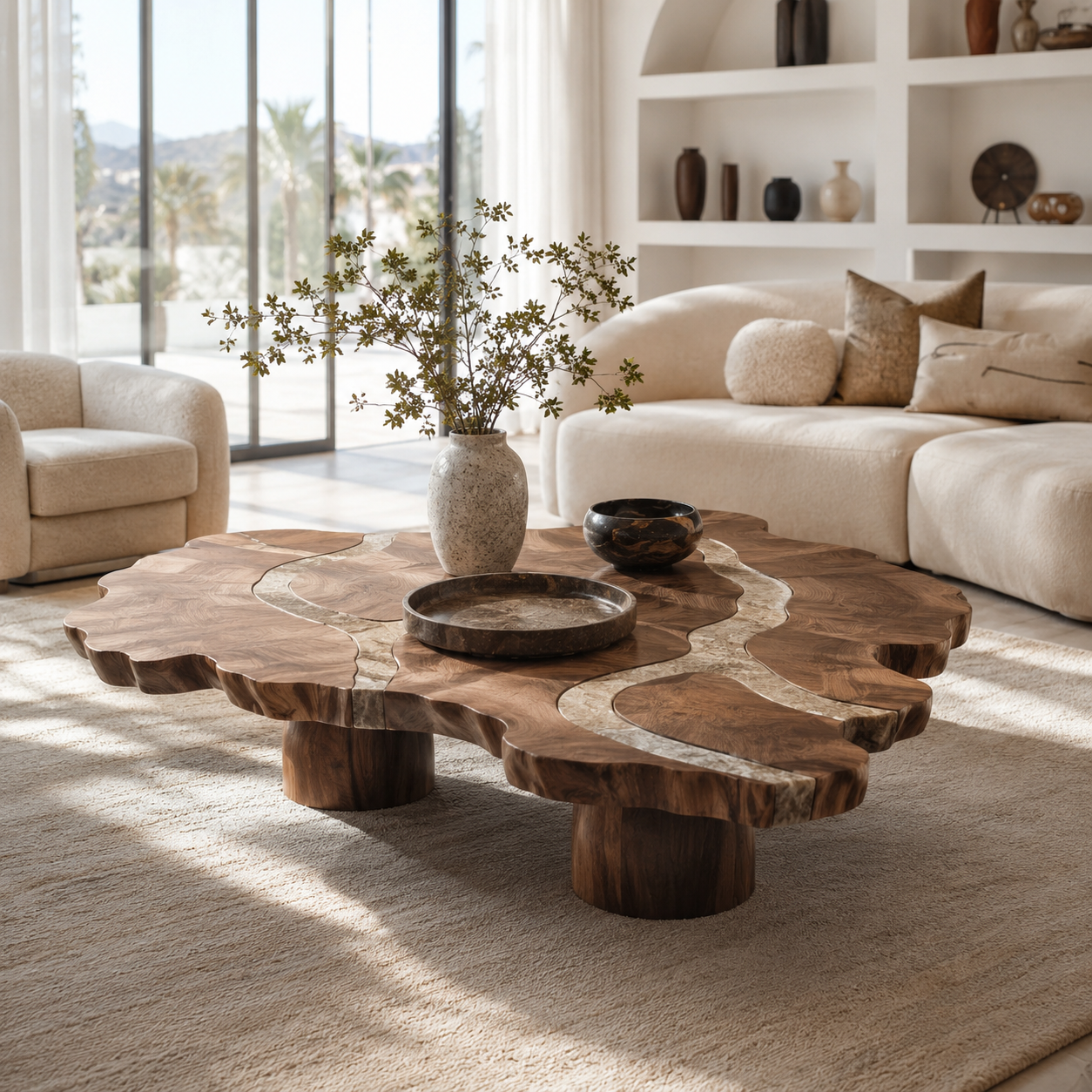 Marin Rounded Wood Coffee Table - main view