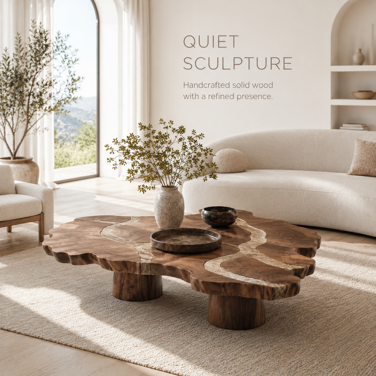 Marin Rounded Wood Coffee Table - product image 02
