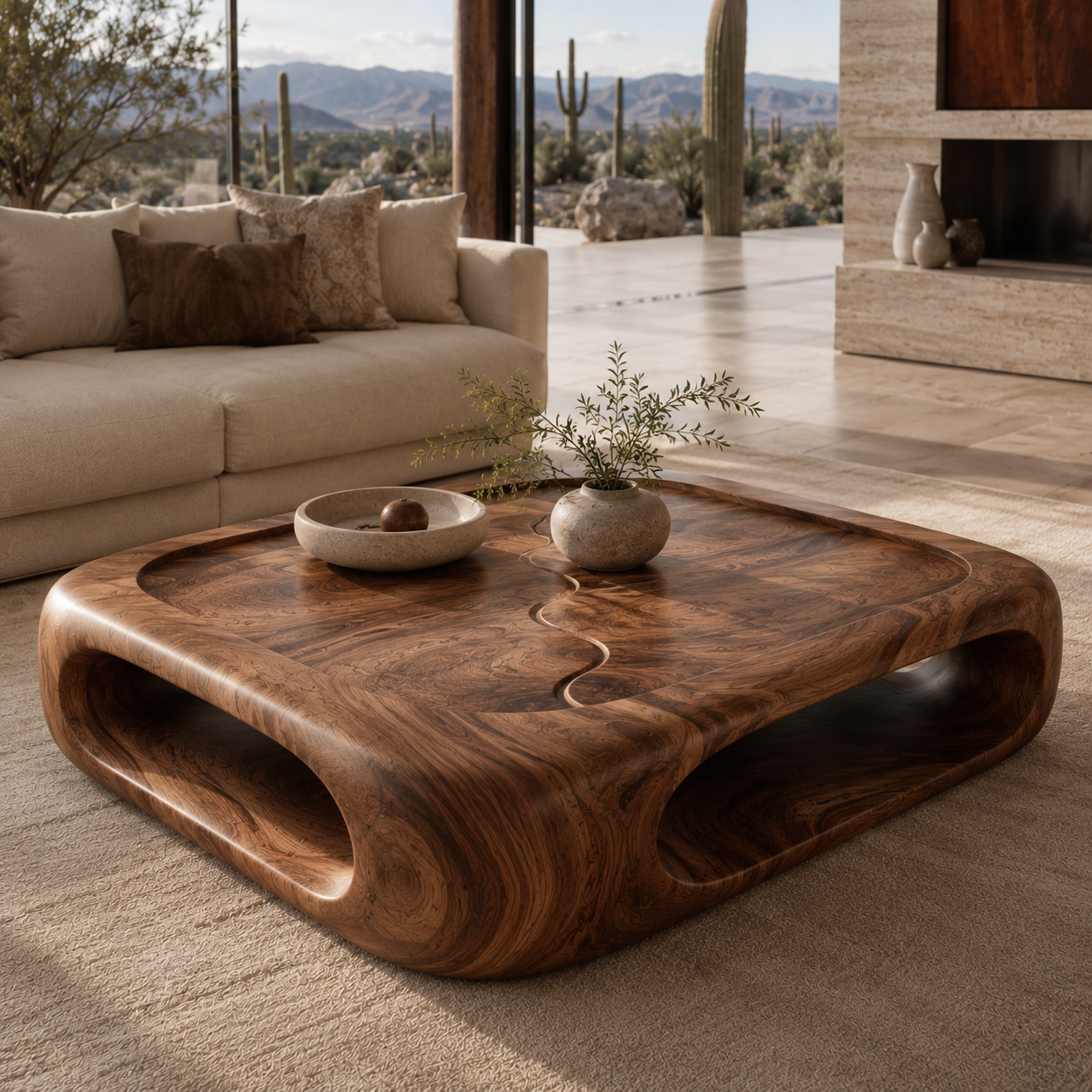Marin Rounded Wood Coffee Table - main view