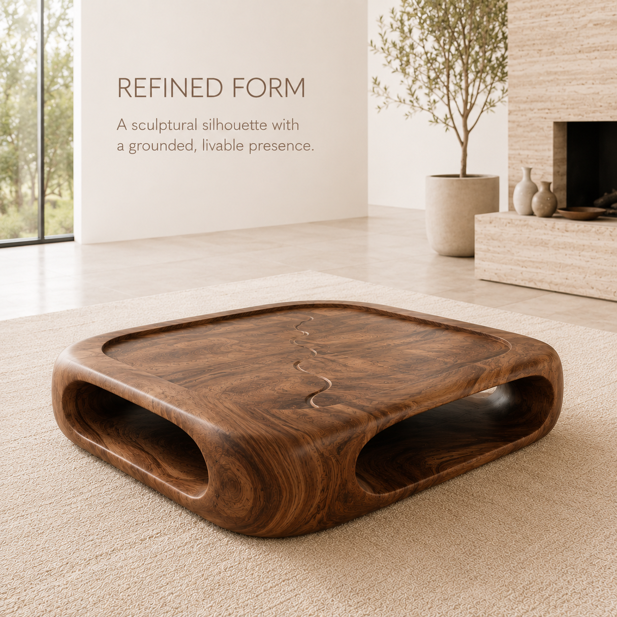 Marin Rounded Wood Coffee Table - product image 03