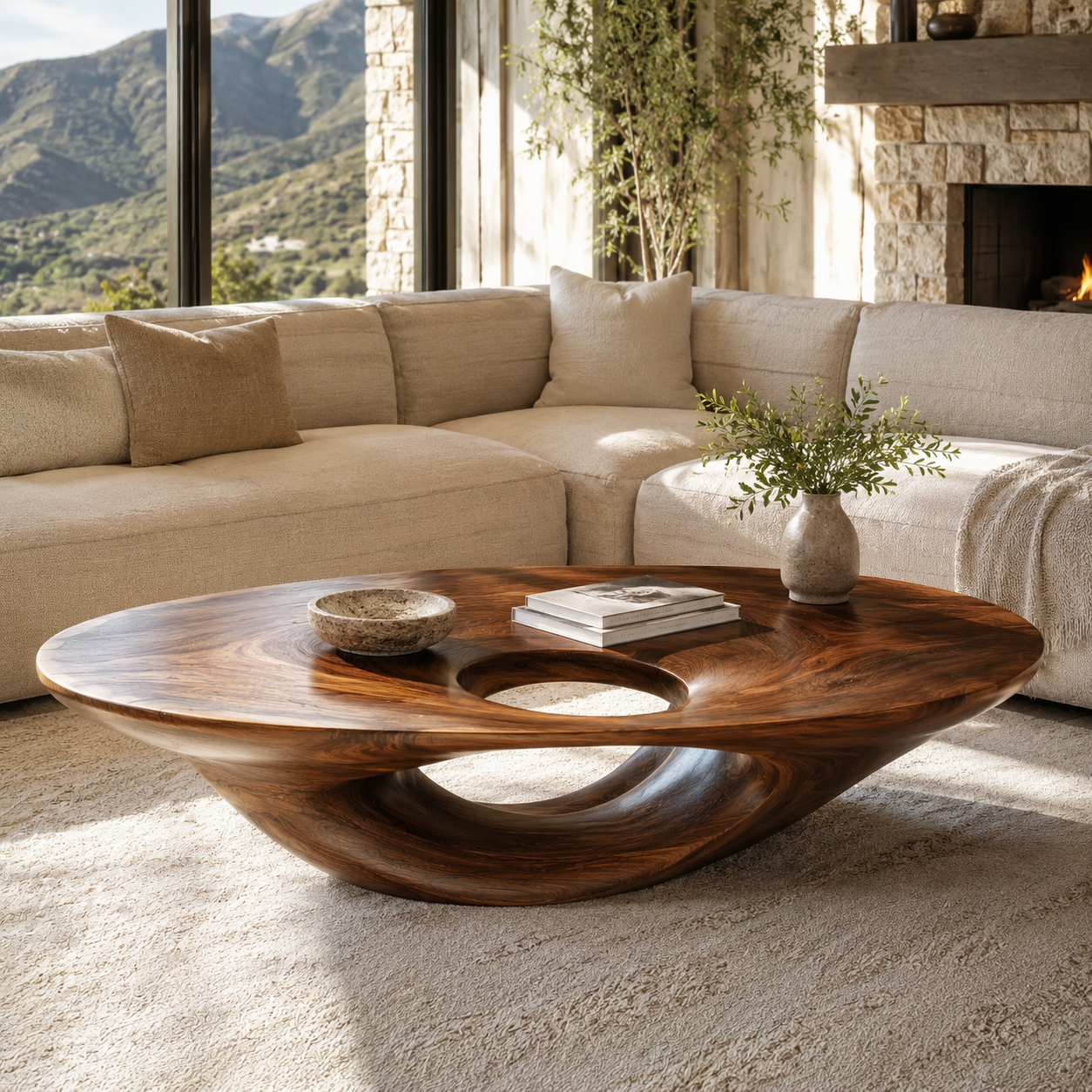Alden Curved Wood Coffee Table - main view