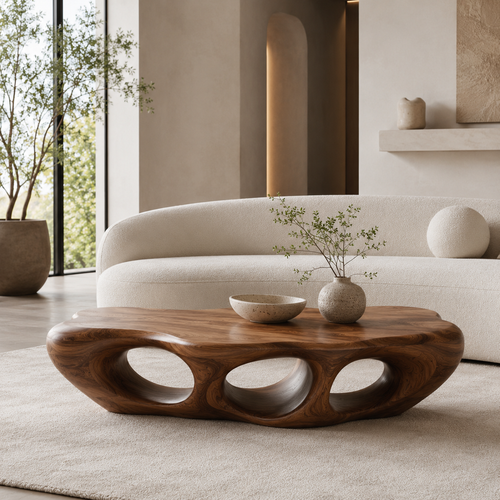 Marin Rounded Wood Coffee Table - main view