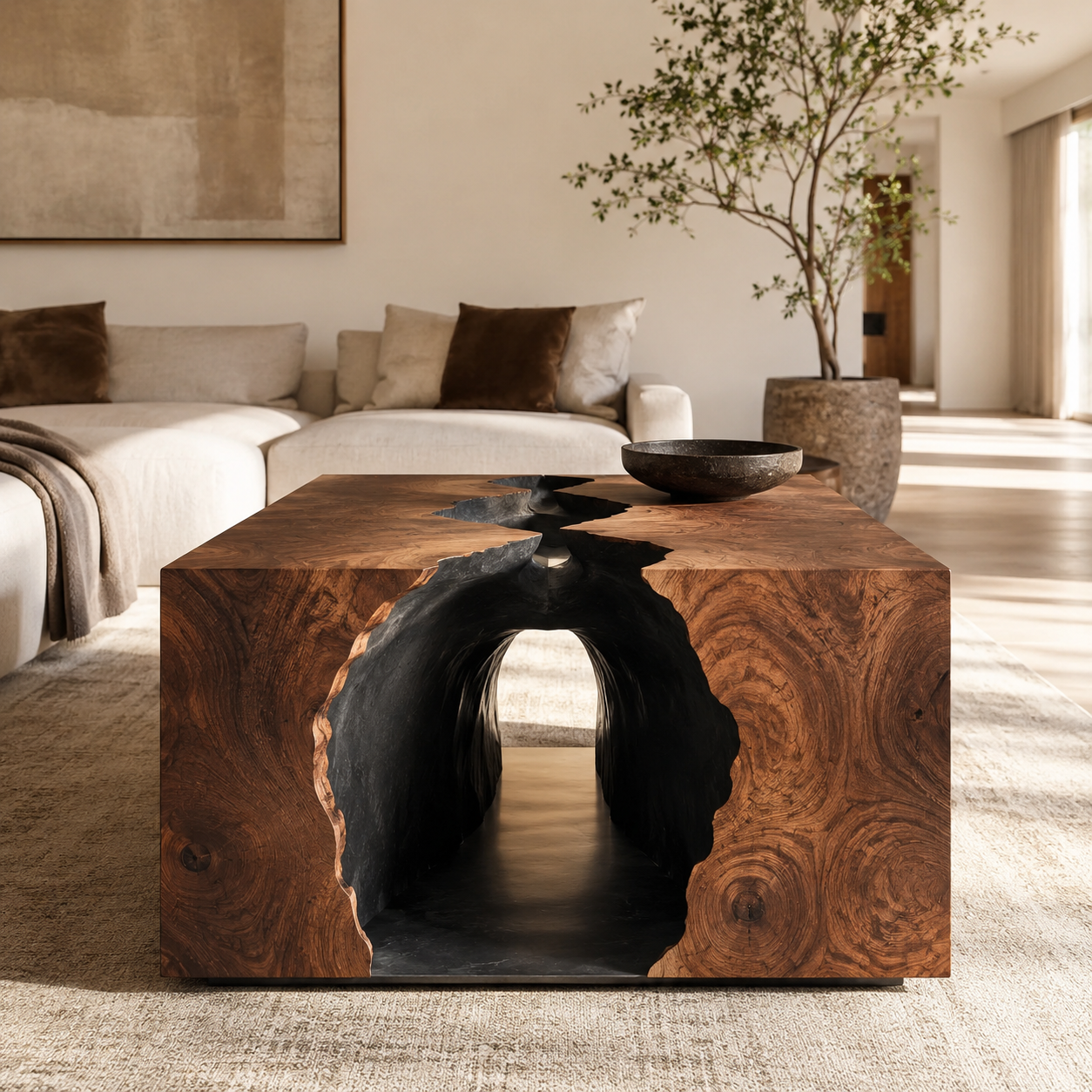 Alden Curved Wood Coffee Table - main view