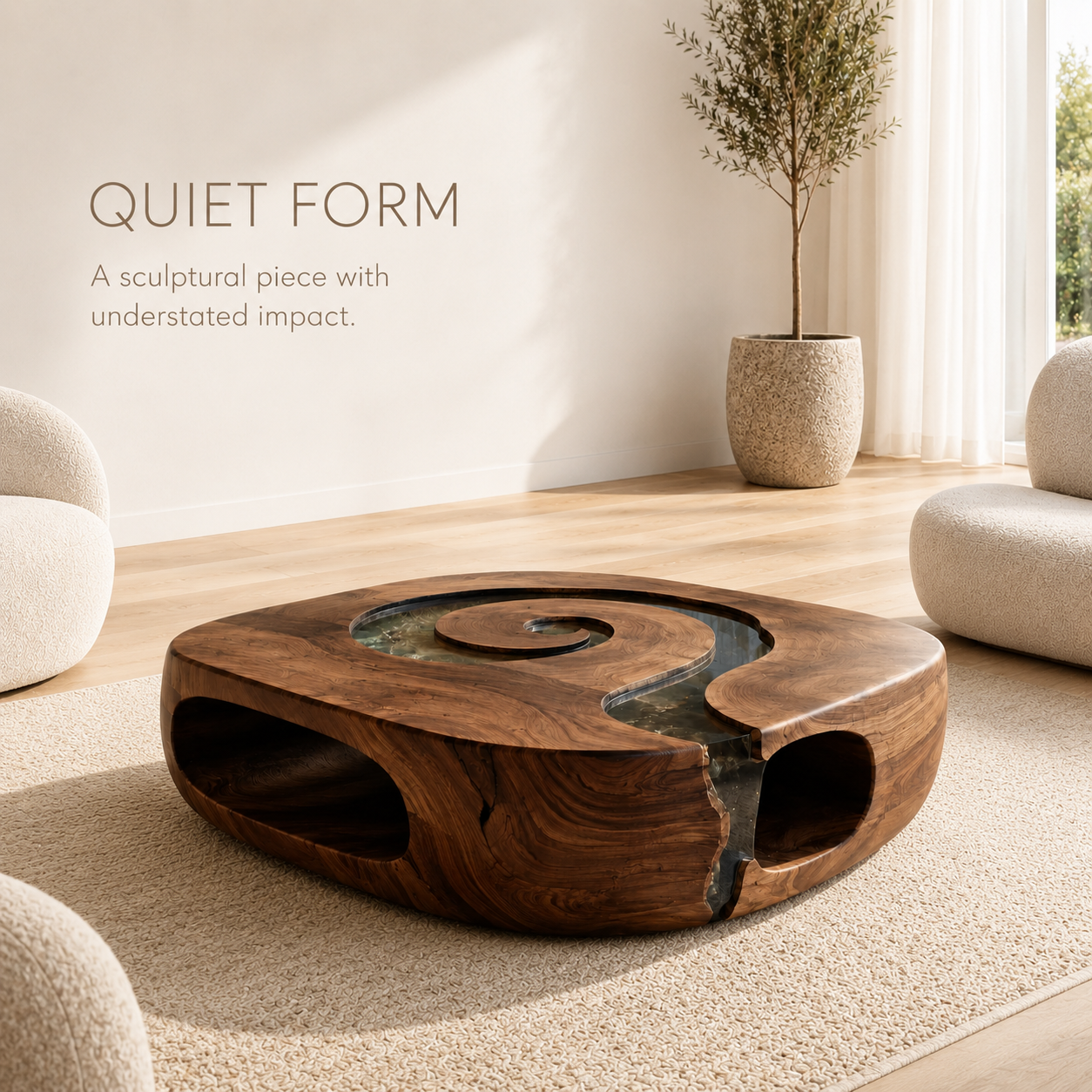 Marin Rounded Wood Coffee Table - product image 03