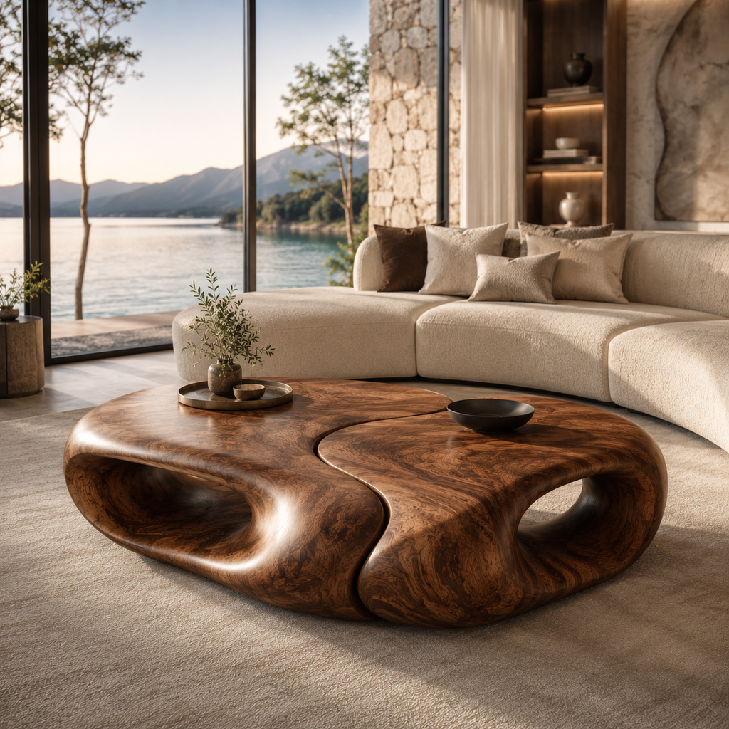 Alden Curved Wood Coffee Table - main view