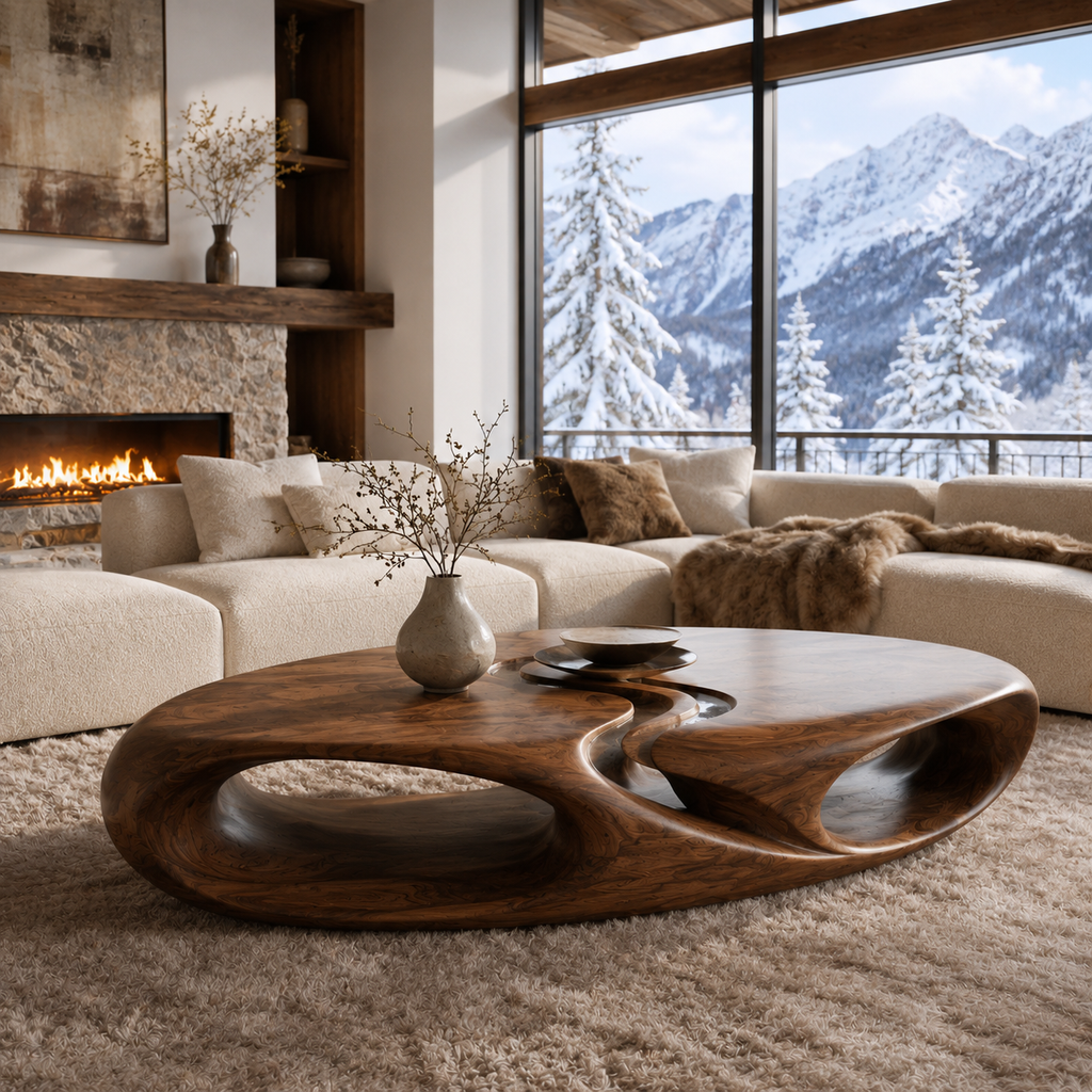 Marin Rounded Wood Coffee Table - main view
