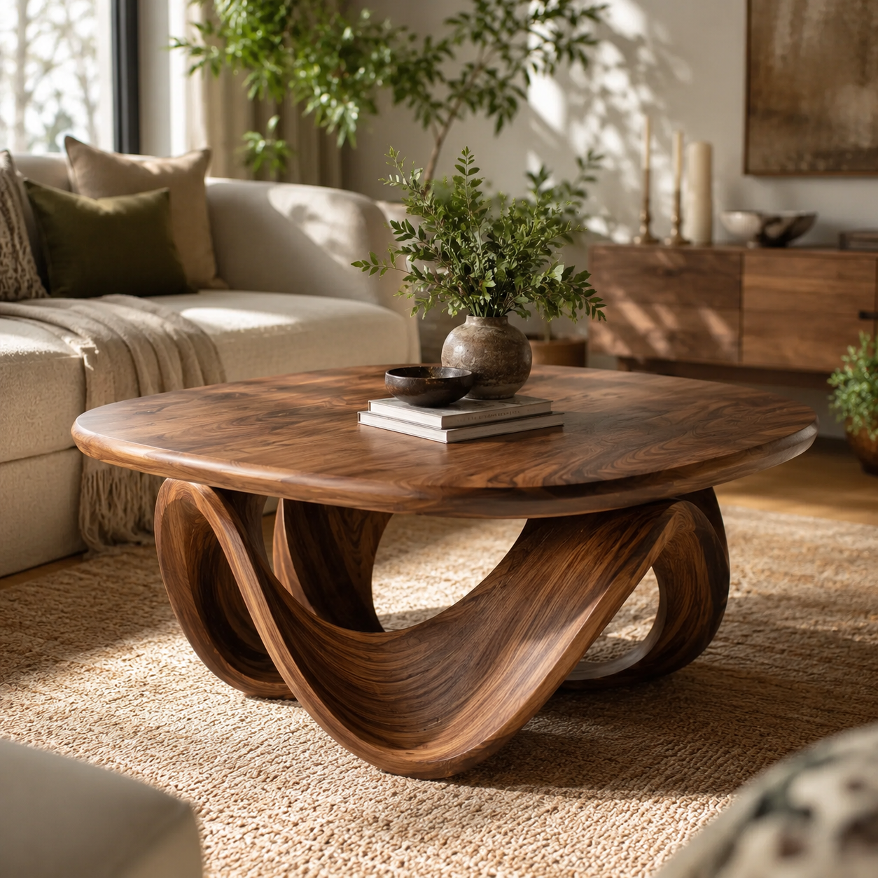 Liora Warm Wood Round Coffee Table - Design 207 - main view