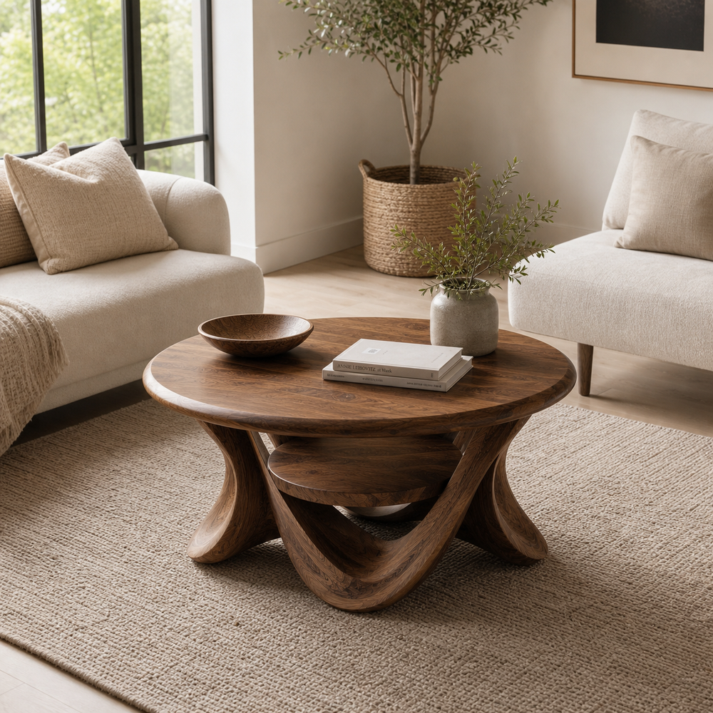 Celine Warm Modern Round Coffee Table - Design 217 - product image 07