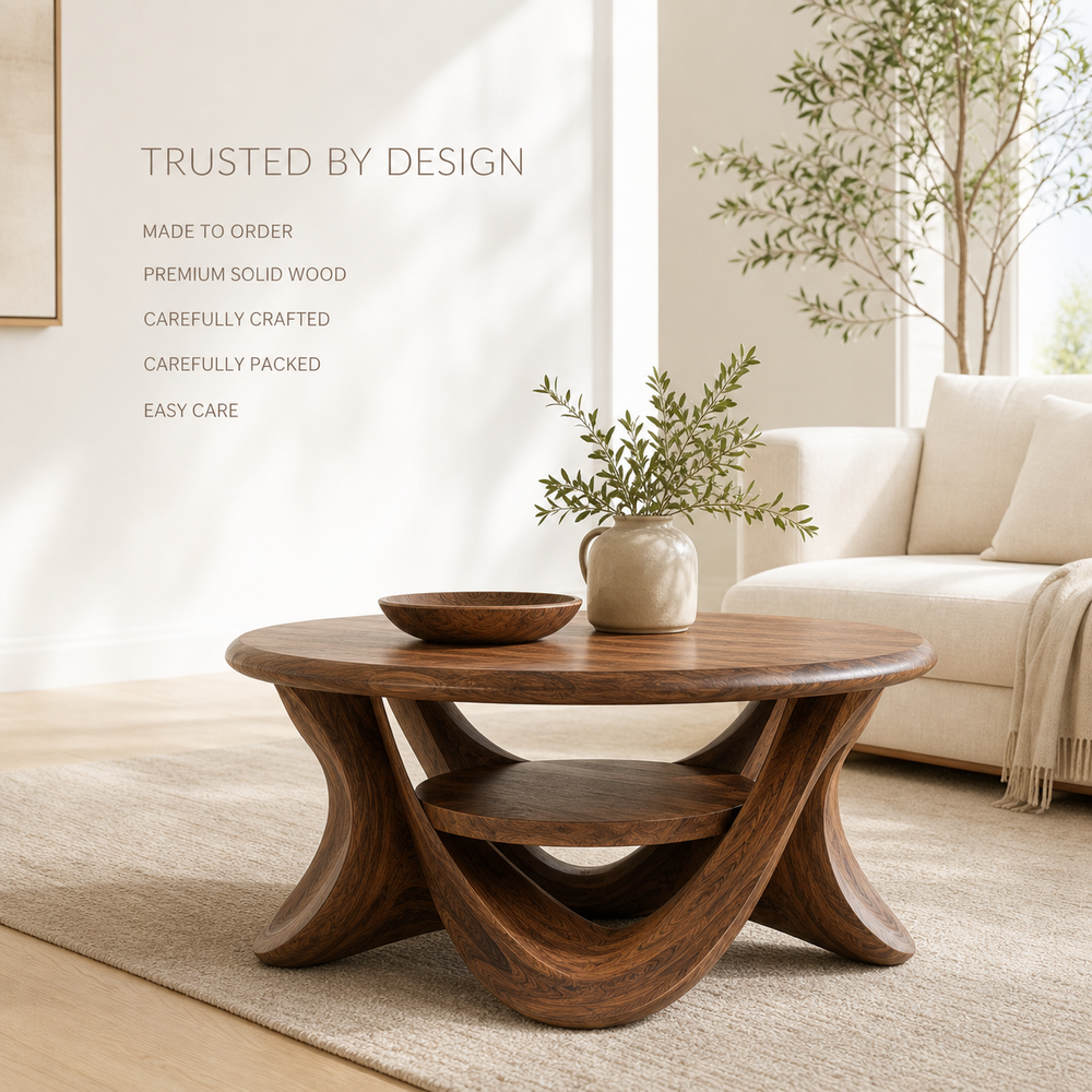 Celine Warm Modern Round Coffee Table - Design 217 - product image 09