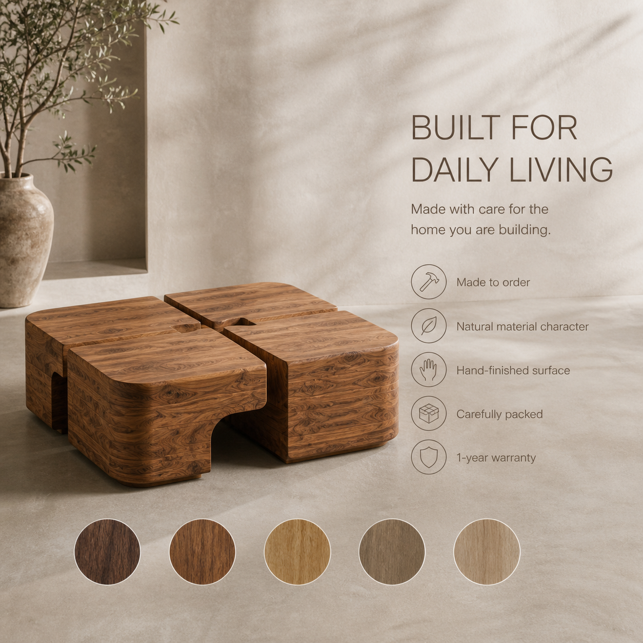 Liora Warm Wood Round Coffee Table - Design 310 - product image 09