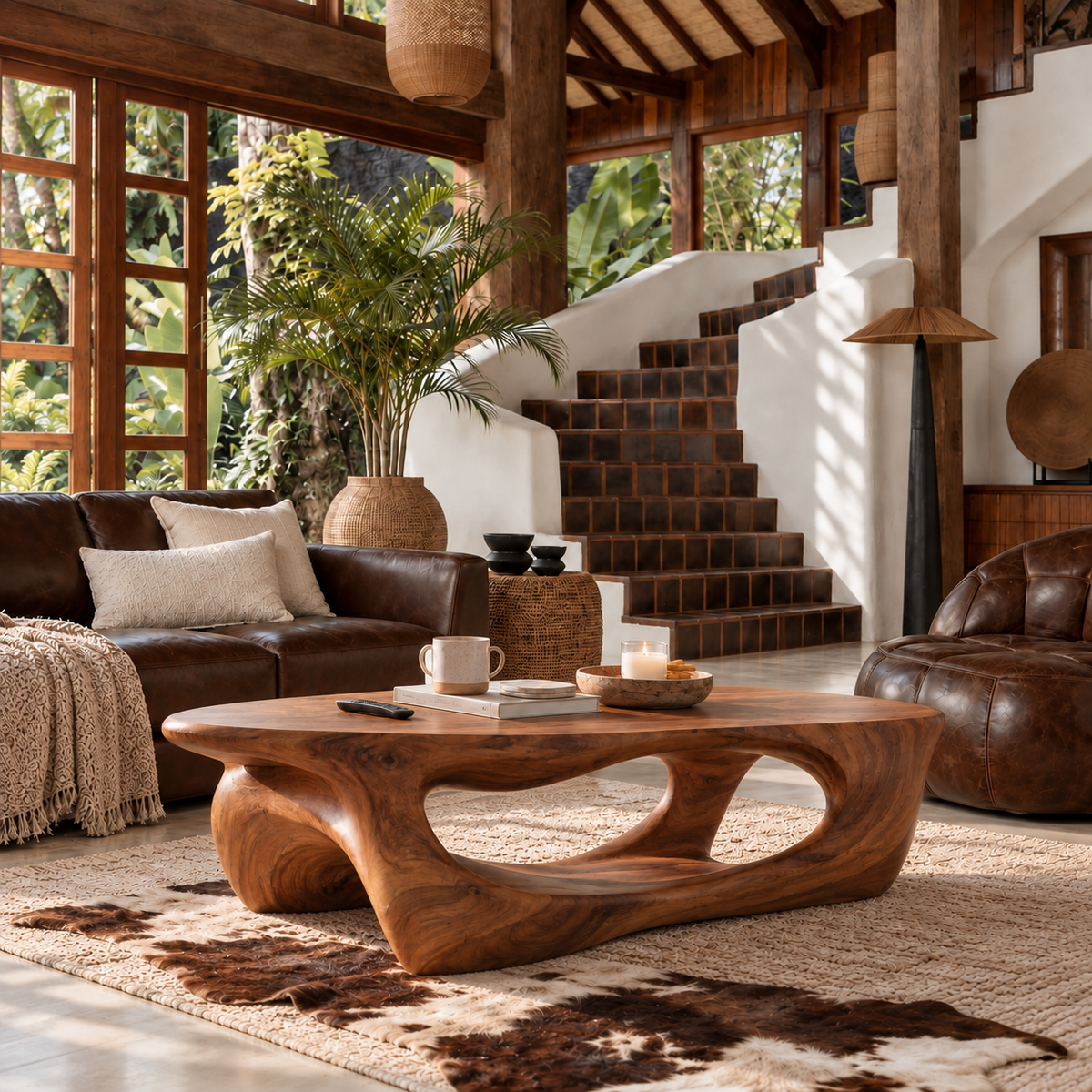Arden Sculptural Solid Wood Coffee Table - Design 337 - main view