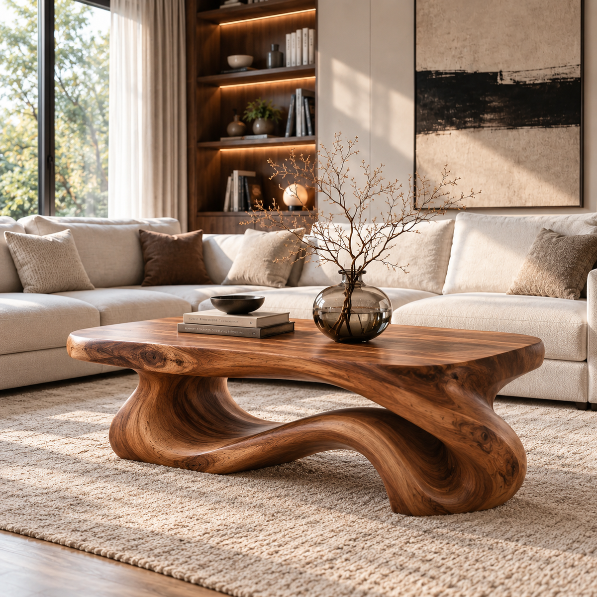 Rowan Sculptural Solid Wood Coffee Table - Design 339 - main view