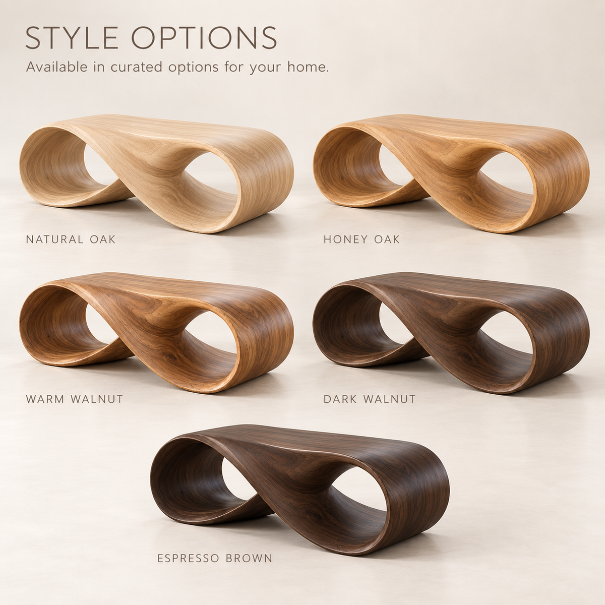 Elara Sculptural Solid Wood Coffee Table - Design 340 - product detail and styling view 10