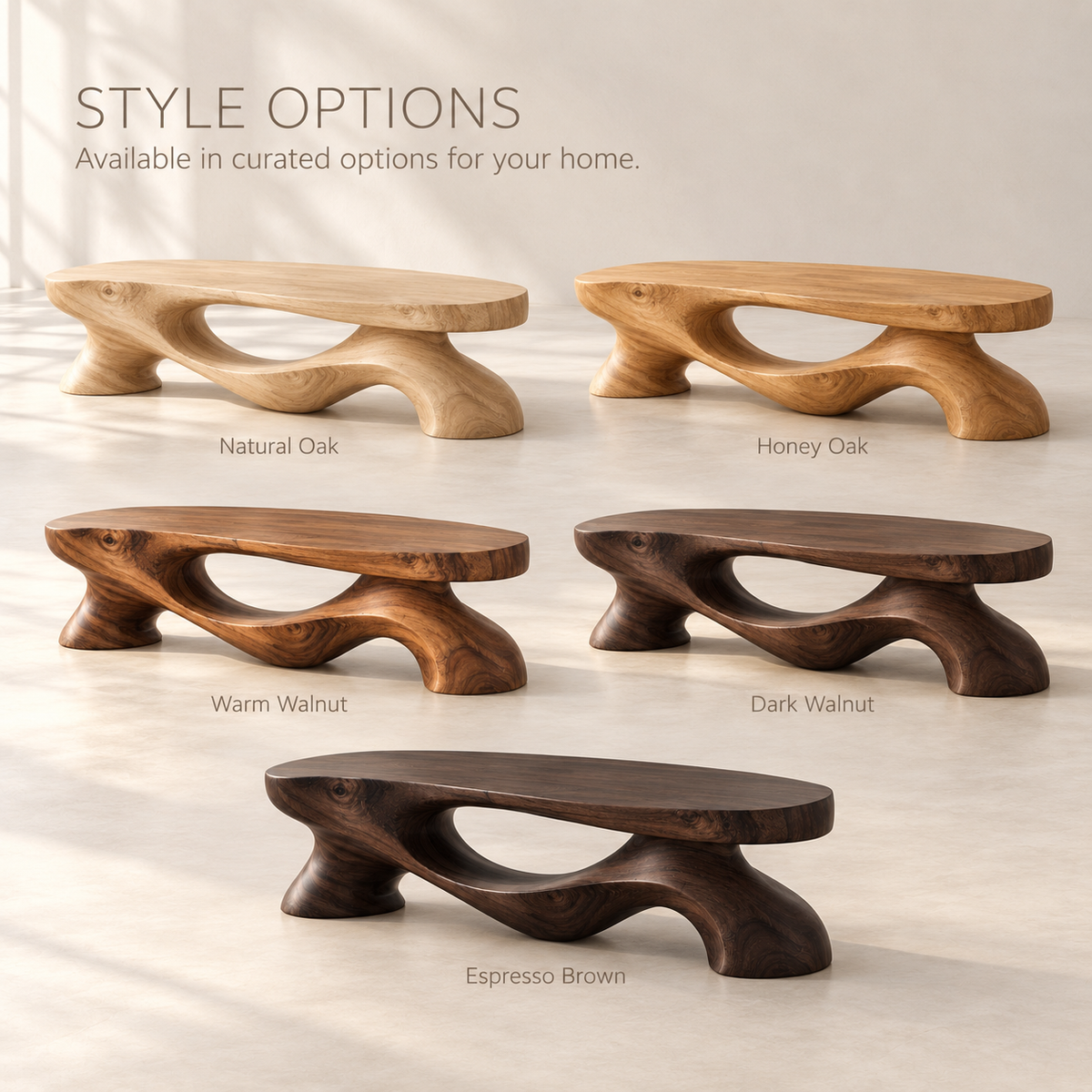 Veyra Sculptural Solid Wood Coffee Table - Design 341 - product detail and styling view 10