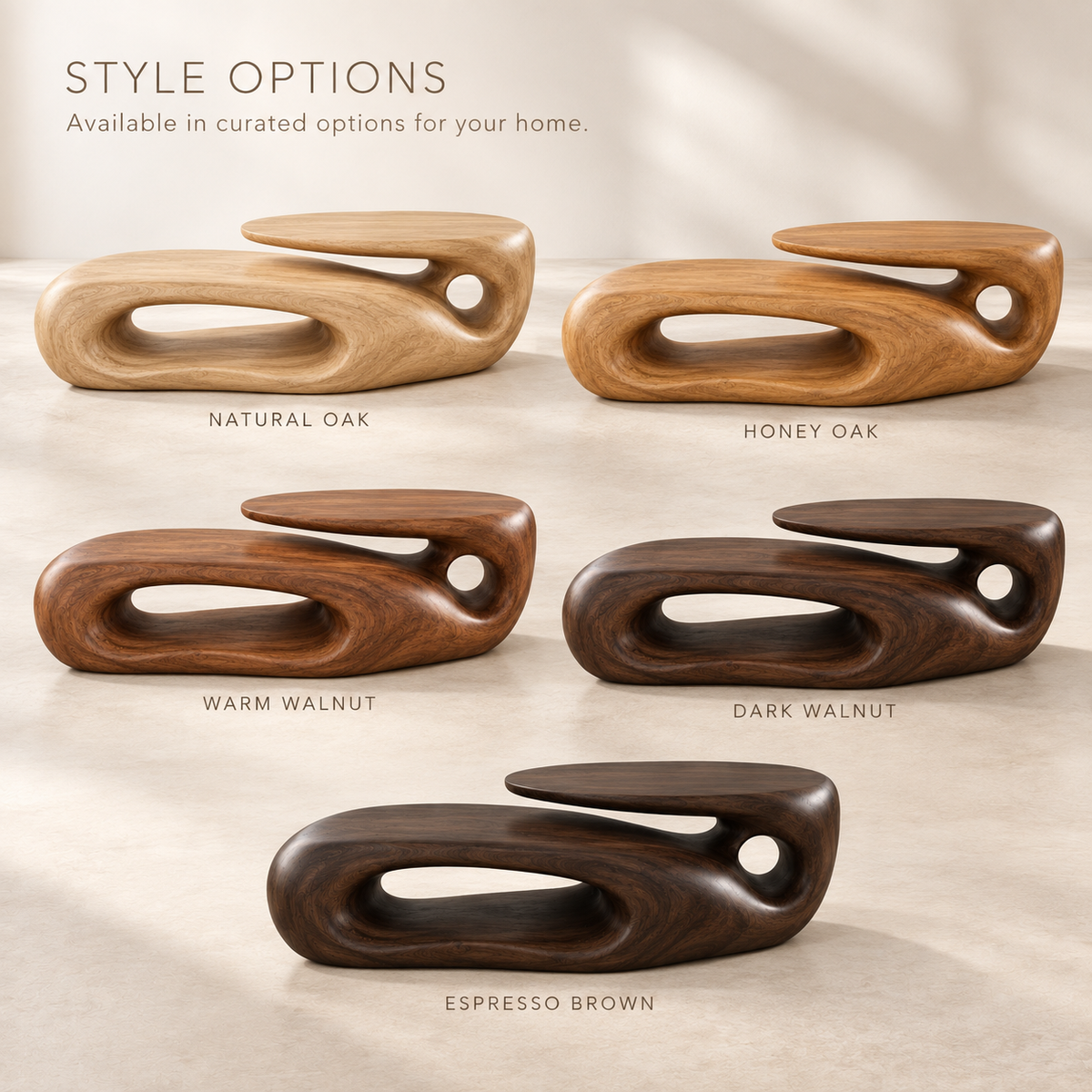 Soren Sculptural Solid Wood Coffee Table - Design 342 - product detail and styling view 10